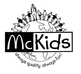 MCKIDS ALWAYS QUALITY, ALWAYS FUN! trademark