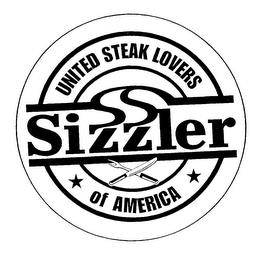 SIZZLER UNITED STEAK LOVERS OF AMERICA trademark