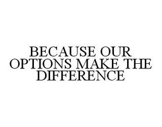 BECAUSE OUR OPTIONS MAKE THE DIFFERENCE trademark