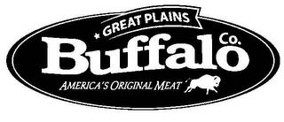 GREAT PLAINS BUFFALO CO. AMERICA'S ORIGINAL MEAT trademark