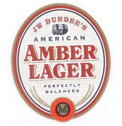 JW DUNDEE'S AMERICAN AMBER LAGER PERFECTLY BALANCED JWD trademark