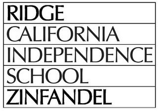 RIDGE CALIFORNIA INDEPENDENCE SCHOOL ZINFANDEL trademark