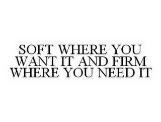 SOFT WHERE YOU WANT IT AND FIRM WHERE YOU NEED IT trademark