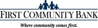 FIRST COMMUNITY BANK WHERE COMMUNITY COMES FIRST trademark