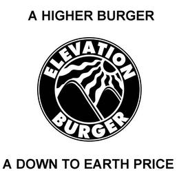 ELEVATION BURGER A HIGHER BURGER A DOWN TO EARTH PRICE trademark