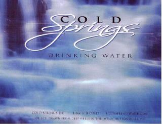 COLD SPRINGS DRINKING WATER COLD SPRINGS LLC 1 866 610 COLD COLDSPRINGSWATER.COM  SOURCE DRAWN FROM DEEP WELLS IN THE MT IOFHUTTONSVILLE WV trademark