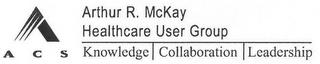 A ACS ARTHUR R. MCKAY HEALTHCARE USER GROUP KNOWLEDGE COLLABORATION LEADERSHIP trademark