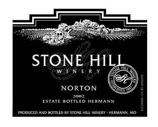 SH STONE HILL WINERY NORTON 2002 ESTATE BOTTLED HERMANN STONE HILL WINERY SH ESTABLISHED 1847 & DESIGN trademark