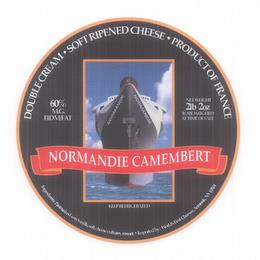 NORMANDIE CAMEMBERT DOUBLE CREAM · SOFT RIPENED CHEESE · PRODUCT OF FRANCE 60% M.G. FIDM/FAT NET WEIGHT. 2LB 2OZ TO BE WEIGHED AT TIME OF SALE KEEP REFRIGERATED INGREDIENTS: PASTEURIZED COW'S MILK, SALT, CHEESE, CULTURES, RENNET: IMPORTED BY: WORLD'S BEST CHEESES ARMONK NY 10504 trademark