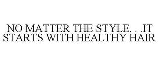 NO MATTER THE STYLE. . .IT STARTS WITH HEALTHY HAIR trademark