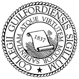 GUILFORDIENSIS SIGILLUM COLLEGII ATQUE VIRTUTEM MOLIOR SAPIENTIAM 1837 trademark