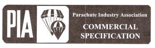 PIA PARACHUTE INDUSTRY ASSOCIATION COMMERCIAL SPECIFICATION trademark