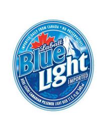 LABATT BLUE LIGHT IMPORTED DAILY FROM CANADA · NO PRESERVATIVES BIÉRE LÉGÉRE CANADIAN PILSENER LIGHT BEER trademark