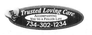 TLC TRUSTED LOVING CARE. ACCOMPANYING YOU TO A FULLER LIFE 734-302-1234 trademark