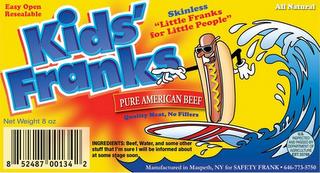 KIDS' FRANKS SKINLESS "LITTLE FRANKS FOR LITTLE PEOPLE" PURE AMERICAN BEEF trademark