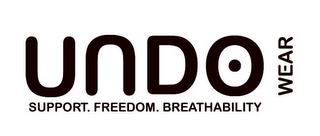 UNDO WEAR SUPPORT. FREEDOM. BREATHABILITY trademark