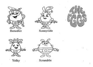 THE EGGS, BENEDICT, SUNNYSIDE, SCRAMBLE, YOLKY trademark