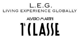 L.E.G. LIVING EXPERIENCE GLOBALLY ALVIERO MARTINI 1'CLASSE trademark