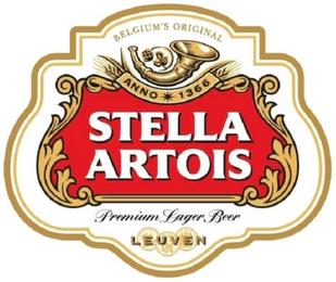 BELGIUM'S ORIGINAL ANNO 1366 STELLA ARTOIS PREMIUM LAGER BEER LEUVEN trademark