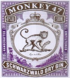 MONKEY 47 SCHWARZWALD DRY GIN HANDCRAFTED UNFILTERED trademark