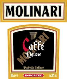 MOLINARI CAFFÈ LIQUORE MOLINARI PRODOTTO ITALIANO 700 ML E IMPORTED ALC. 36% VOL. trademark