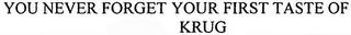 YOU NEVER FORGET YOUR FIRST TASTE OF KRUG trademark