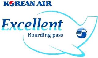 KOREAN AIR EXCELLENT BOARDING PASS trademark