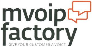 MVOIP FACTORY GIVE YOUR CUSTOMER A VOICE trademark