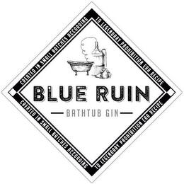 BLUE RUIN BATHTUB GIN CREATED IN SMALL BATCHES ACCORDING TO LEGENDARY PROHIBITION ERA RECIPEATCHES ACCORDING TO LEGENDARY PROHIBITION ERA RECIPE trademark