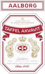 AALBORG KONGELIG HOFLEVERANDOR DE DANSKE SPRITFABRIKKER AALBORG TAFFEL AKVAVIT TAFFEL AKVAVIT KONGELIG HOFLEVERANDOR DE DANSKE SPRITFABRIKKER AALBORG KOBENHAVN AALBORG AKVAVIT  70 CL 45% VOL ISIDOR HENIUS FINESTE ORIGINALE AKVAVIT SIDEN 1846 trademark