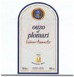 ESTABLISHED 1894 OUZO OF PLOMARI ISIDOROS ARVANITIS  ESTABLISHED 1894 1894 DISTILLED 100% PLOMARI - LESVOS PRODUCT OF GREECE 700 ML E 40% VOLS ARVANITIS  ESTABLISHED 1894 1894 DISTILLED 100% PLOMARI - LESVOS PRODUCT OF GREECE 700 ML E 40% VOL trademark