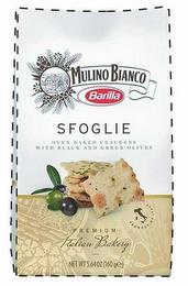 MULINO BIANCO BARILLA - SFOGLIE OVEN BAKED CRACKERS WITH BLACK AND GREEN OLIVES - PREMIUM ITALIAN BAKERY - PRODUCT OF ITALY trademark