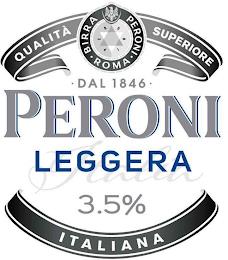 QUALITA SUPERIORE BIRRA PERONI · ROMA ·DAL 1846 PERONI LEGGERA ITALIA 3.5% ITALIANA trademark