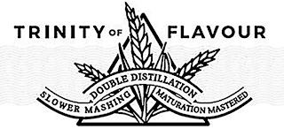 TRINITY OF FLAVOUR DOUBLE DISTILLATION SLOWER MASHING MATURATION MASTERED trademark