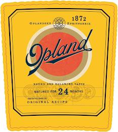 OPLAND ROUND AND BALANCED TASTE MATURED FOR 24 MONTHS CRAFTED FOLLOWING THE ORIGINAL RECIPE CASKED IN 0000 OPLANDSKE SPRITFABRIK 1872 OPLAND AQUAVIT trademark