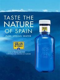 TASTE THE NATURE OF SPAIN PURE SPRING WATER SOLAN DE CABRAS A WATER LIKE THIS CAN ONLY BE CREATED BY NATURETER SOLAN DE CABRAS A WATER LIKE THIS CAN ONLY BE CREATED BY NATURE trademark