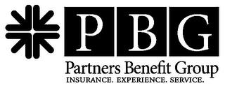 PBG PARTNERS BENEFIT GROUP INSURANCE. EXPERIENCE. SERVICE. trademark