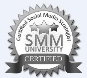 CERTIFIED SOCIAL MEDIA STRATEGIST SMM UNIVERSITY CERTIFIED trademark