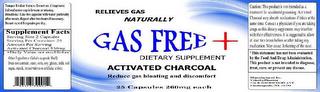 RELIEVES GAS NATURALLY GAS FREE DIETARY SUPPLEMENT ACTIVATED CHARCOAL REDUCE GAS BLOATING AND DISCOMFORT trademark