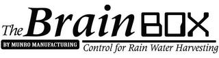 THE BRAINBOX BY MUNRO MANUFACTURING CONTROL FOR RAIN WATER HARVESTING trademark