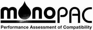 MONOPAC PERFORMANCE ASSESSMENT OF COMPATIBILITY trademark