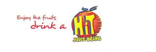 ENJOY THE FRUITS, DRINK A HIT JUICE DRINK trademark