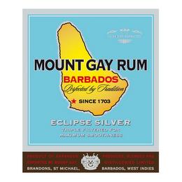 MAP OF THE ISLAND OF BARBADOS MOUNT GAYRUM BARBADOS PERFECTED BY TRADITION SINCE 1703 ECLIPSE SILVER TRIPLE FILTERED FOR MAXIMUM SMOOTHNESS PRODUCT OF BARBADOSPRODUCED, BLENDED AND EXPORTED BY MOUNTGAY DISTILLERIES LIMITED BRANDONS, ST. MICHAEL, BARBADOS, WEST INDIES MC trademark