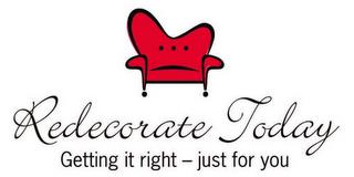 REDECORATE TODAY GETTING IT RIGHT - JUST FOR YOU trademark