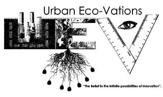 URBAN ECO-VATIONS U E V "THE BELIEF IN THE INFINITE POSSIBILLTIES OF INNOVATION". trademark