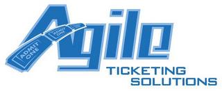 AGILE TICKETING SOLUTIONS ADMIT ONE ADMIT ONE ADMIT ONE trademark