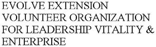 EVOLVE EXTENSION VOLUNTEER ORGANIZATION FOR LEADERSHIP VITALITY & ENTERPRISE trademark