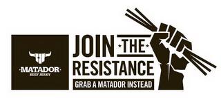 MATADOR BEEF JERKY JOIN THE RESISTANCE GRAB A MATADOR INSTEAD trademark