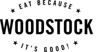 WOODSTOCK EAT BECAUSE IT'S GOOD! trademark