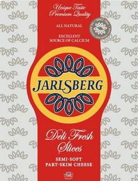 JARLSBERG UNIQUE TASTE PREMIUM QUALITY ALL NATURAL EXCELLENT SOURCE OF CALCIUM DELI FRESH SLICES SEMI-SOFT PART-SKIM CHEESE TINE NORWAY · THE ORIGINAL JARLSBERG TASTE · SINCE 1956 trademark